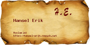 Hansel Erik névjegykártya